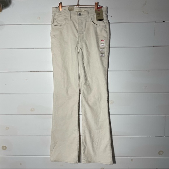 Levi's Women's Cream Ribcage Bootcut Corduroy Jeans 90's - Picture 3 of 13